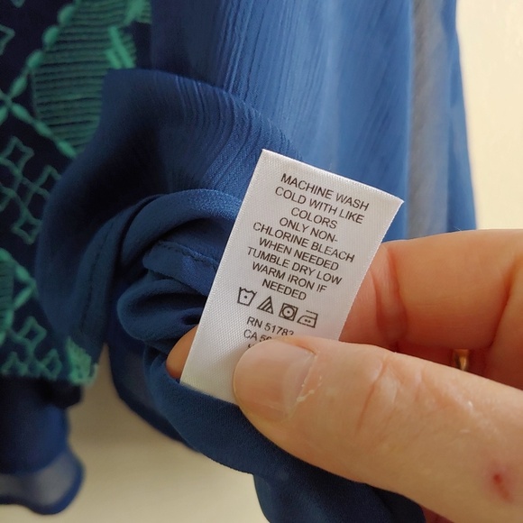 Maurices Blue Embroidered Racerback Blouse - Picture 9 of 9